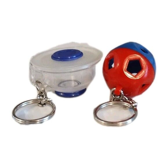 Lot Of 2 Vintage Tupperware Miniature Keychains: Shape-O & Batter Bowl - Picture 2 of 5